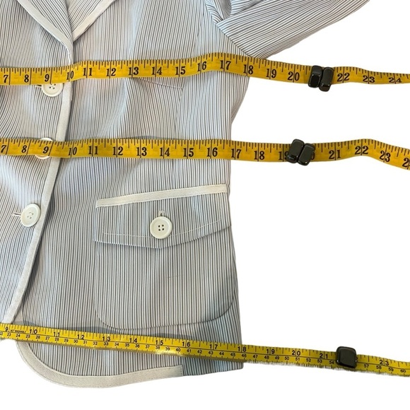 LOFT Long Sleeve Three Button Cotton Fully Lined Blazer Blue White Tan Size 6 - Picture 2 of 15